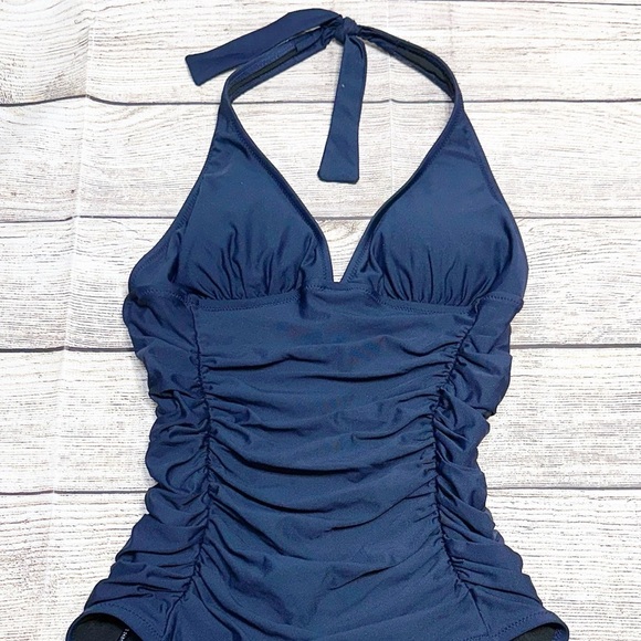 J. Crew Navy One Piece Halter Swimsuit Size 4 - Picture 12 of 12